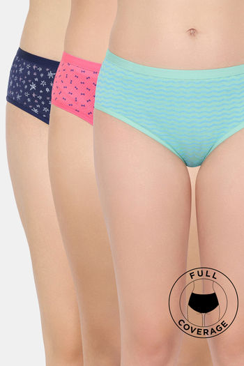 Buy Zivame Medium Rise Full Coverage Hipster Panty (Pack of 3) - Multicolor